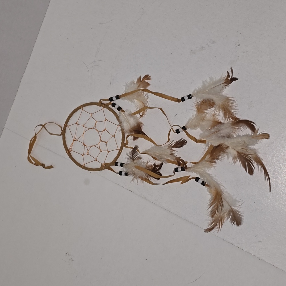 Native American Dream Catcher Ornament Ribbon, Beads, Feathers